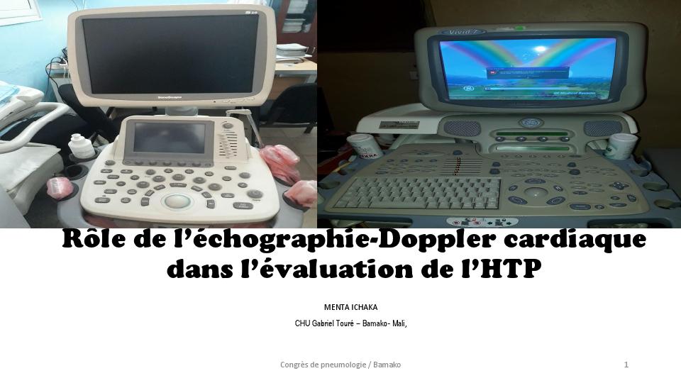 Apport de l'échographie Dopple cardiaque dans l'évaluation de l'HTP. M. Ichaka