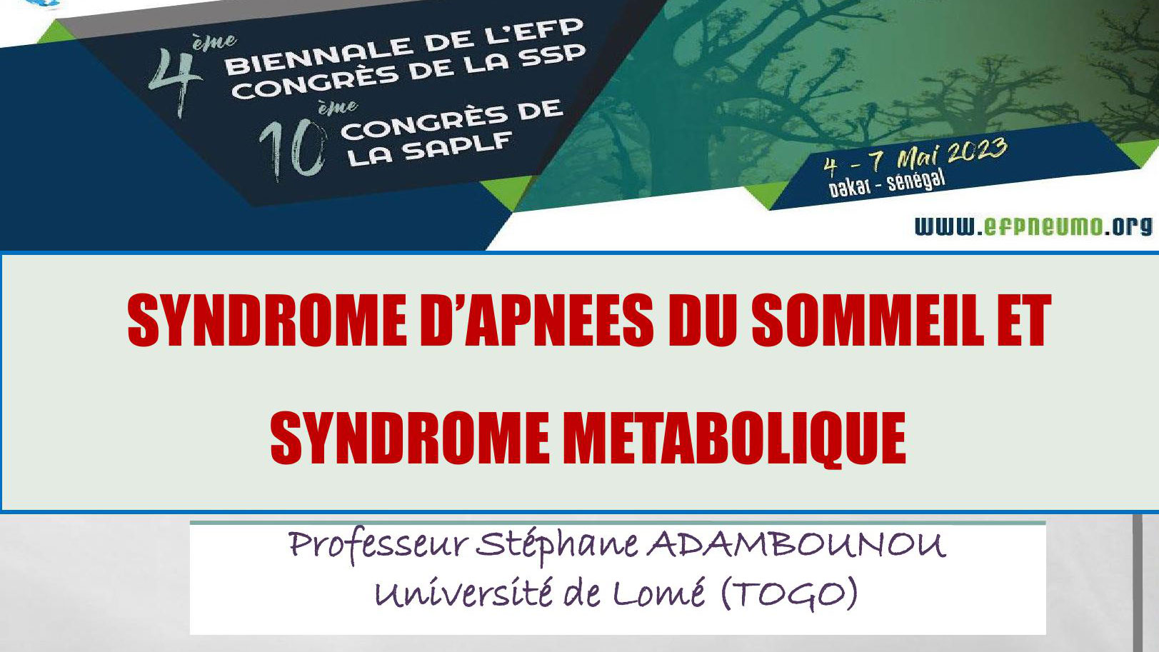 SAS et syndrome métabolique. Stéphane Adambounou