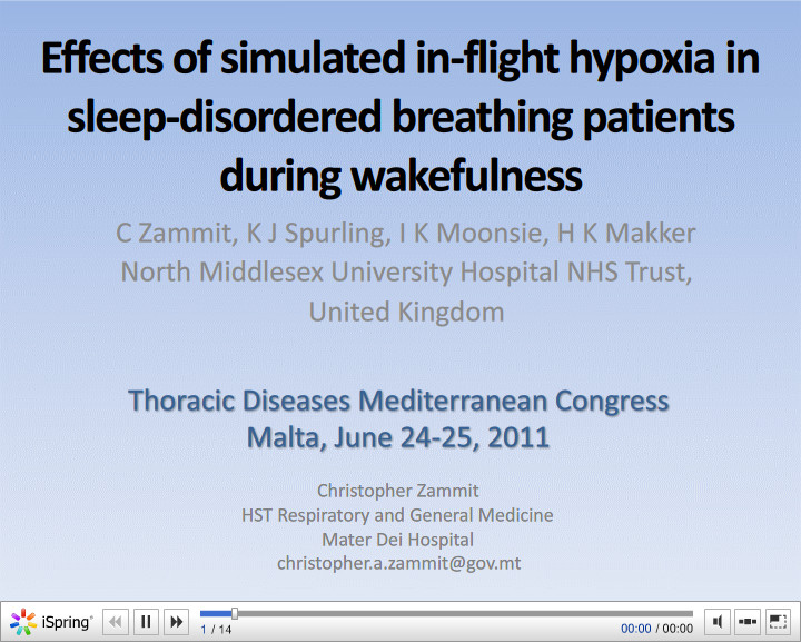 Effects of simulated in-flight hypoxia in sleep-disordered breathing patients during wakefulness. C. Zammit