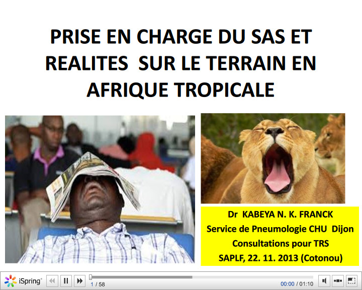 Prise en charge du SAS et réalités sur le terrain en Afrique tropicale. N. Kabeya