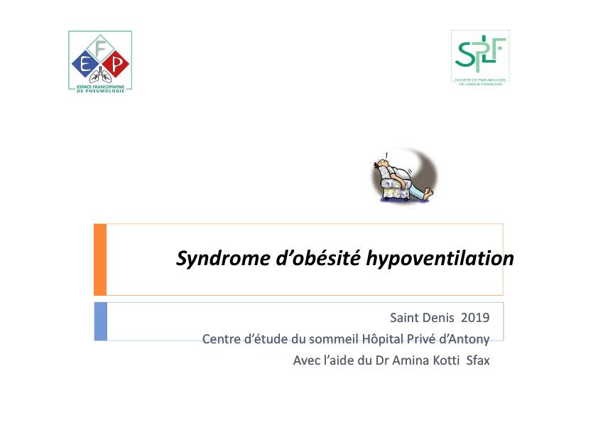 Syndrôme obésité hypoventilation. Amina Kotti