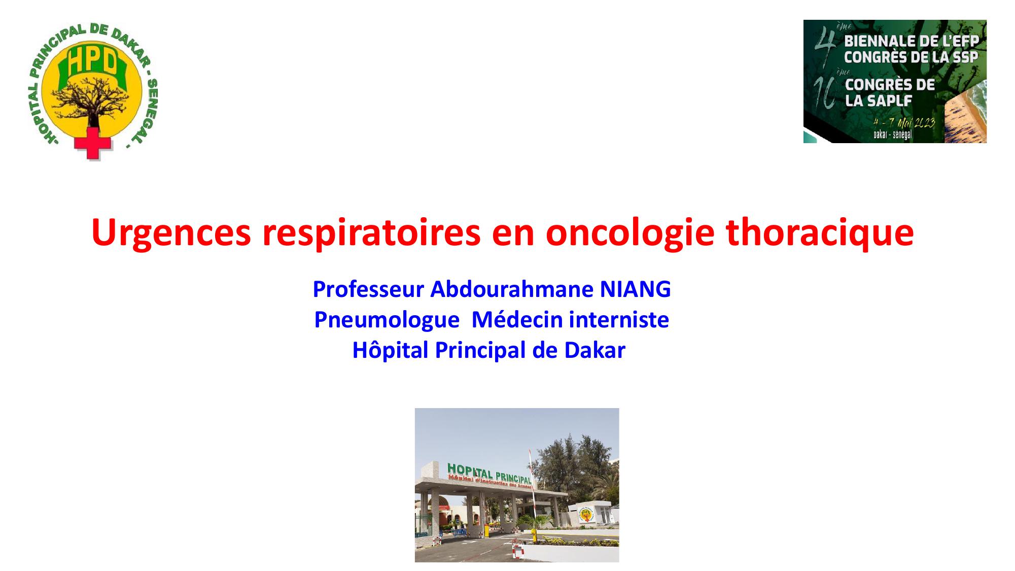Urgences respiratoires en oncologie thoracique. Abdourahmane NIANG