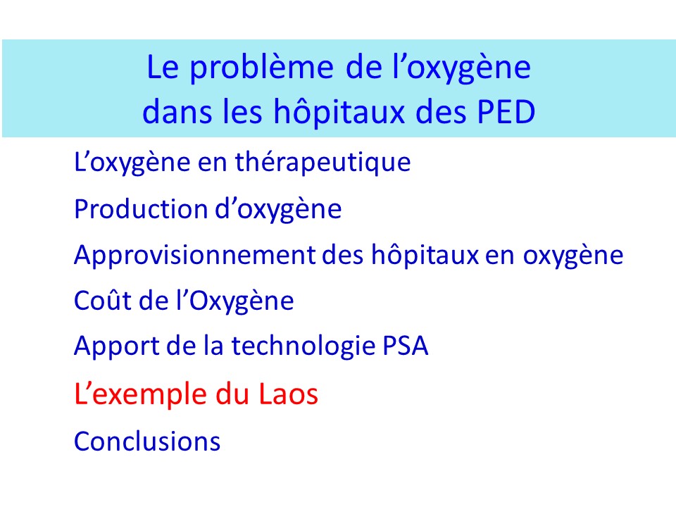 Le problème de l'oxygène dans les hôpitaux des PE. Pierre L'Her