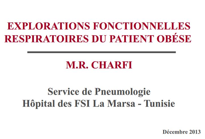 EFR du patient obèse. Ridha Charfi