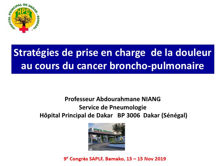 Stratégies de prise en charge de la douleur  au cours du cancer broncho-pulmonaire. A. Niang