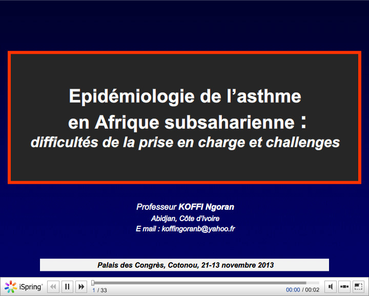 Epidémiologie de l’asthme en Afrique subsaharienne. Koffi Ngoran