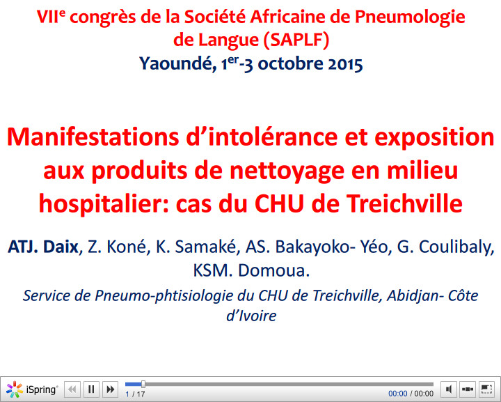 Manifestations d'intolérance et exposition aux produits de nettoyage en milieu hospitalier cas du CHU de Treichville. ATJ Daix