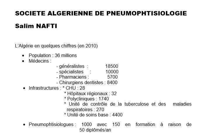 Les formations en Pneumologie en Méditerranée SAPP. Salim NAFTI