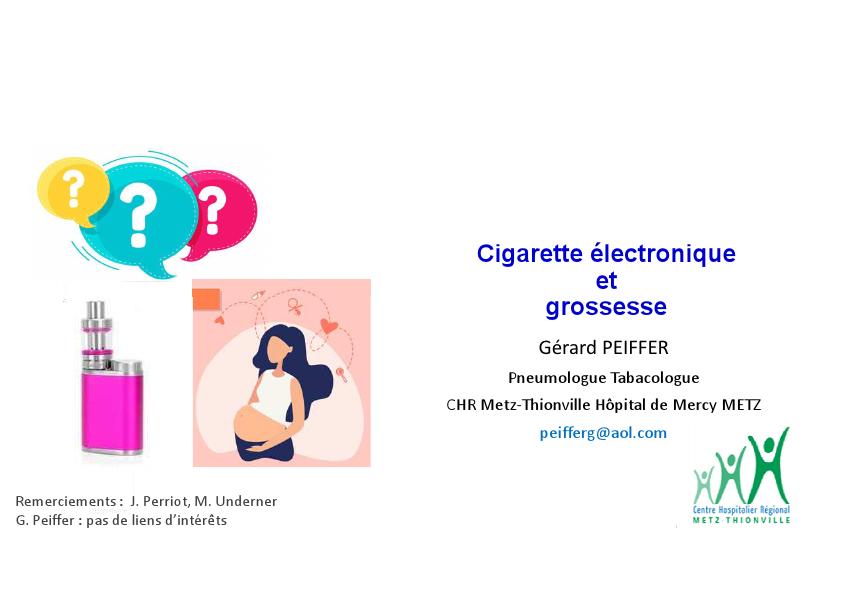 E-cigarette et grossesse. Gérard Peiffer