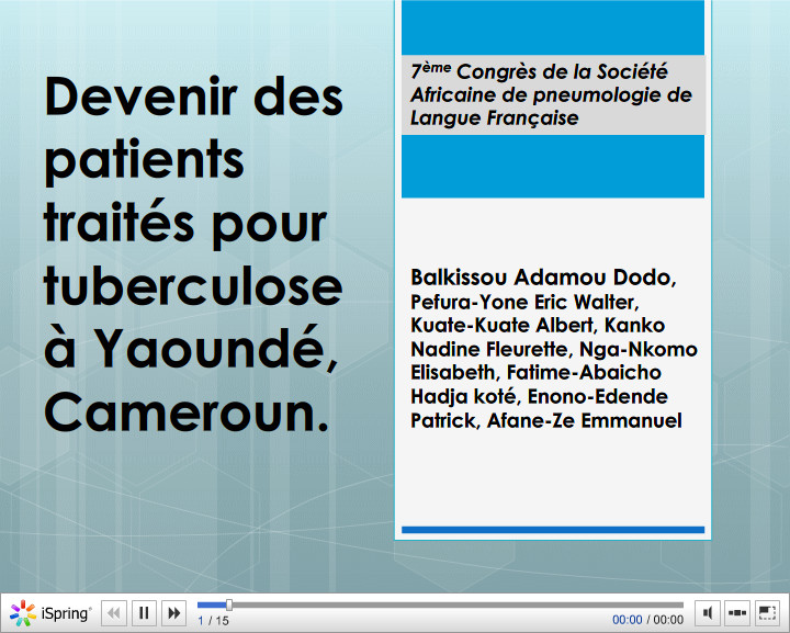 Devenir des patients traités pour tuberculose à Yaoundé, Cameroun. AD Balkissou