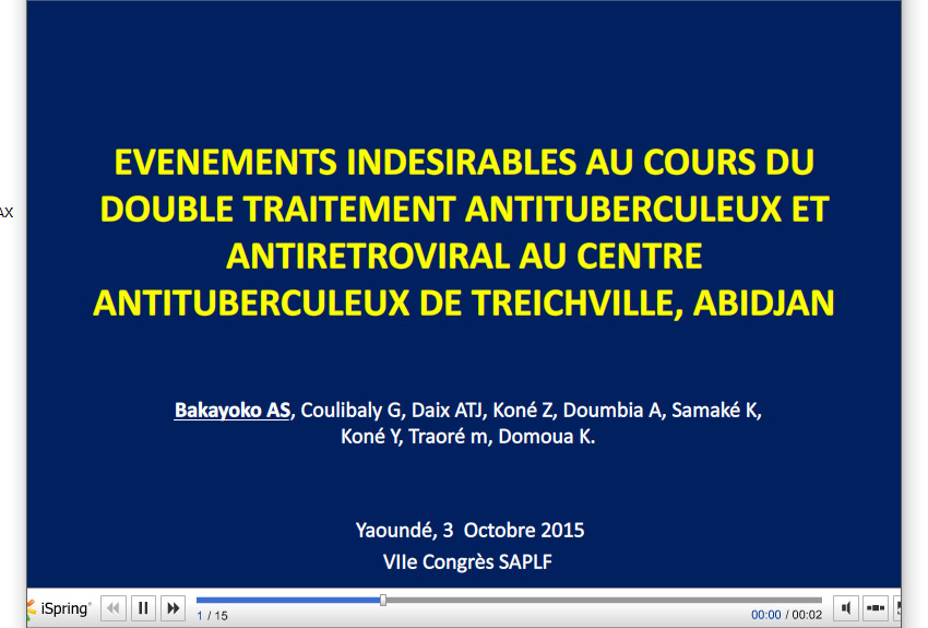 Evènements indésirables au cours du double traitement antituberculeux et antirétroviral au centre antituberculeux de Treichville, Abidjan. AS Bakayoko