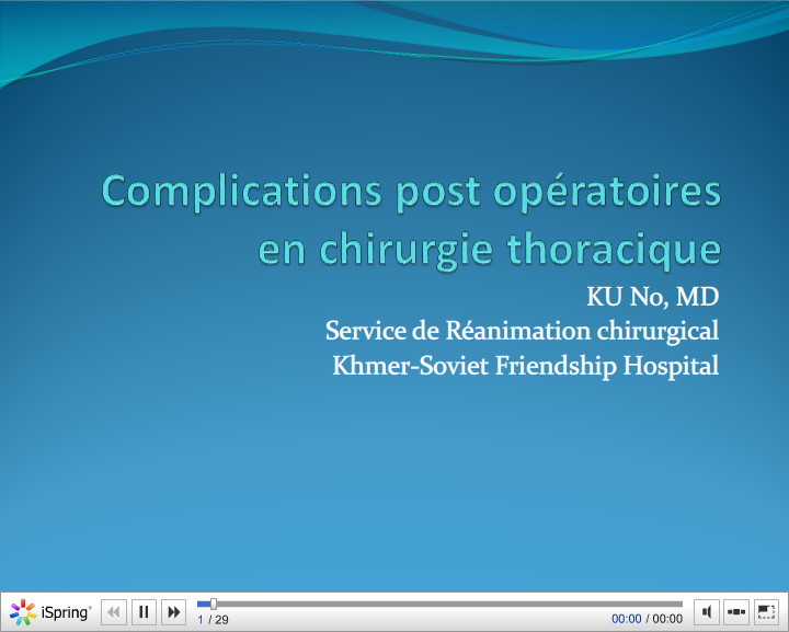 Complications post opératoires en chirurgie thoracique. KU No